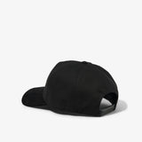 Black Cotton and Black Corduroy Brim Hat with a Embroidered Script Logo on a white background